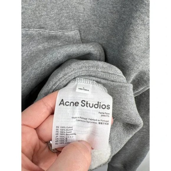 Acne Studios Ferris Face Ribbed Long Sleeve Men's Hoodie Gray Size: Large NWOT - Picture 6 of 8